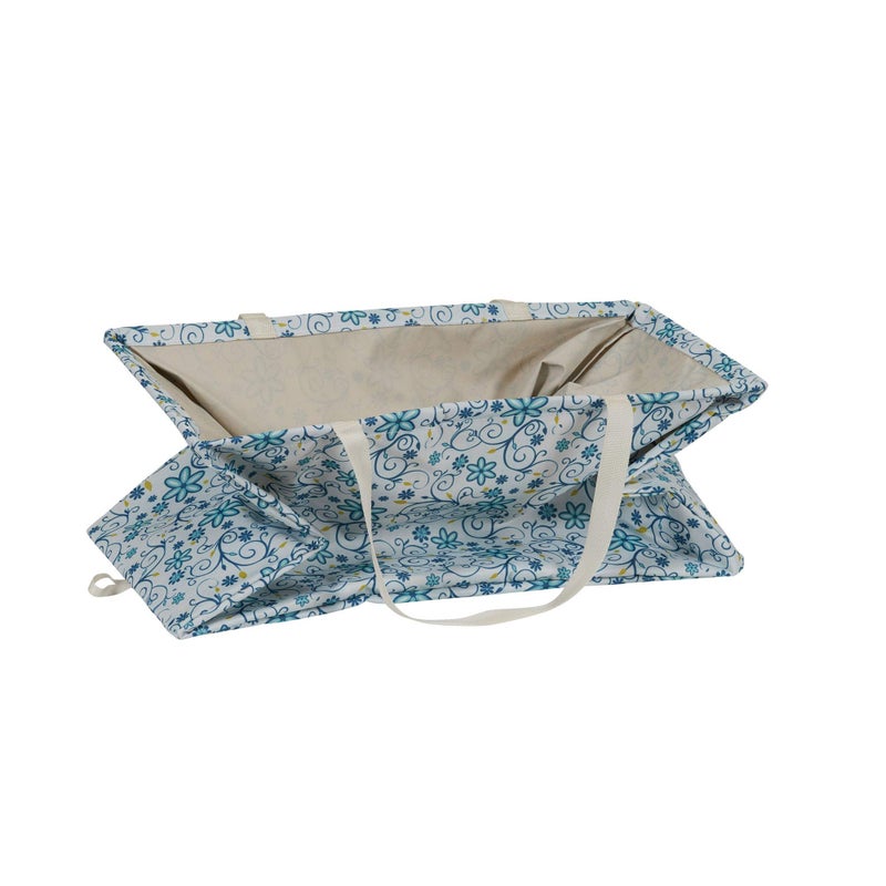 Household Essentials White and Blue Floral Krush Container All-Purpose Utility Tote - Image 5